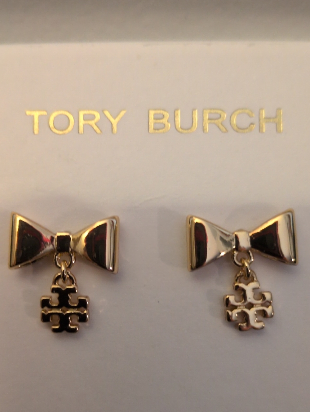 Tory Burch Gold Bow Drop Earrings
